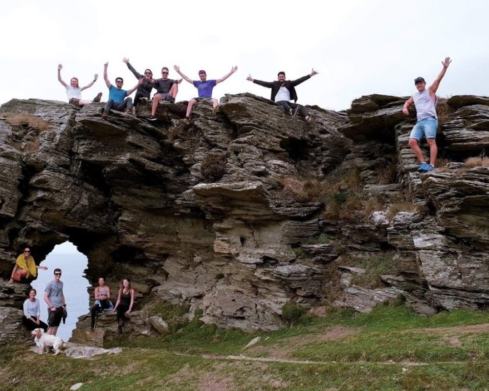 Group hiking south west coastal path